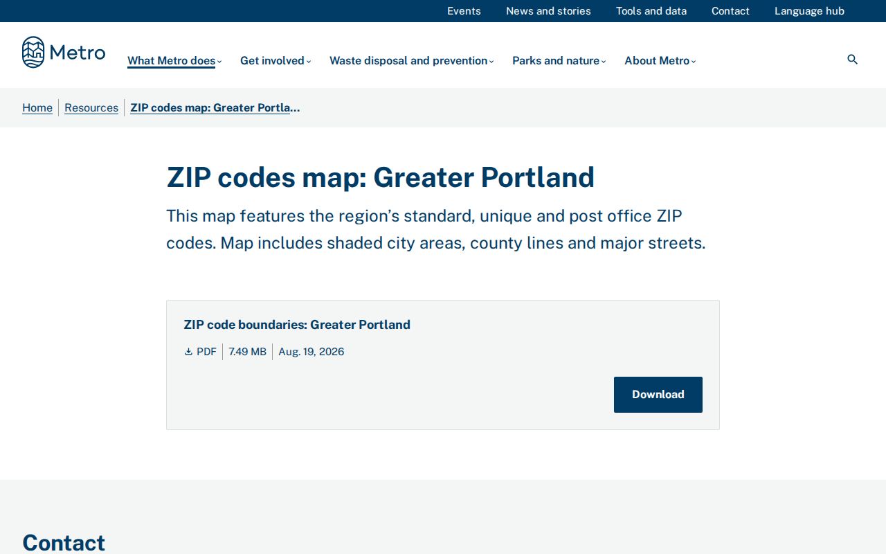 Tigard ZIP code directory reference map of Greater Portland ZIP boundaries