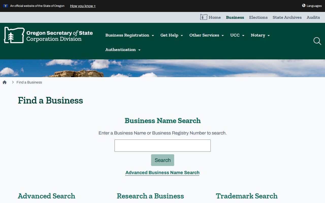 Tigard resident lookup using the Oregon Business Registry search gateway