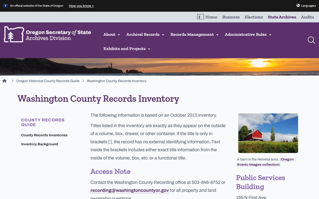 Tigard residents directory Washington County archival records inventory